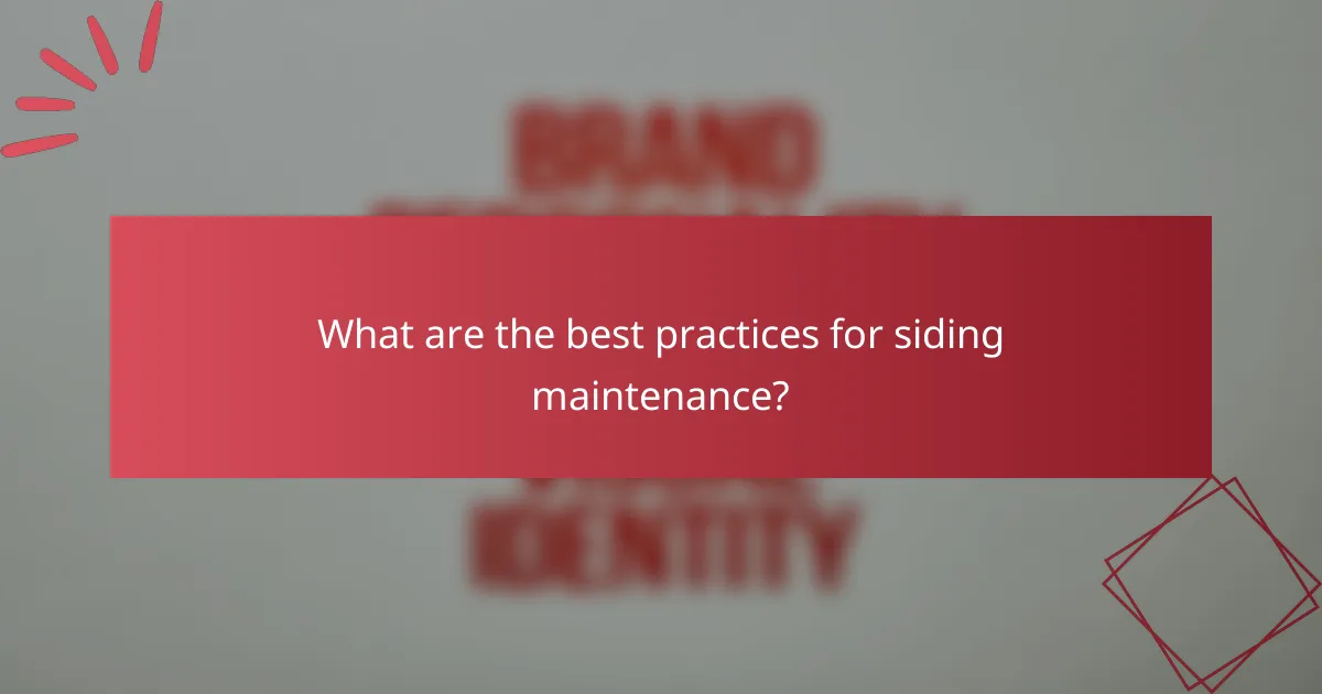 What are the best practices for siding maintenance?